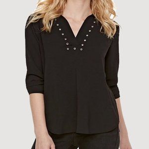 Rock and Republic 🔆 black grommet detail 3/4 sleeve blouse